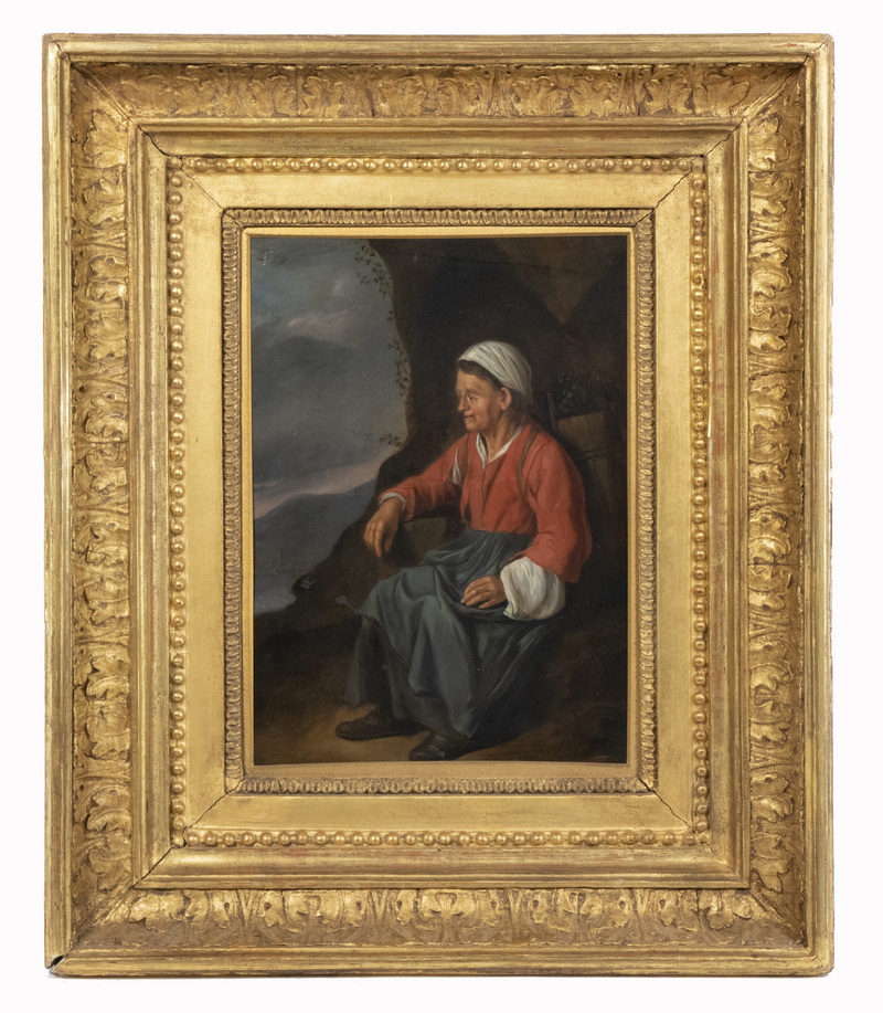 Appraisal: TH C GENRE PORTRAIT A Seated Elderly Woman oil on