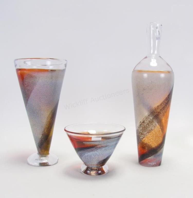 Appraisal: Group of Kosta Boda Kjell Engman Art Glass three pieces