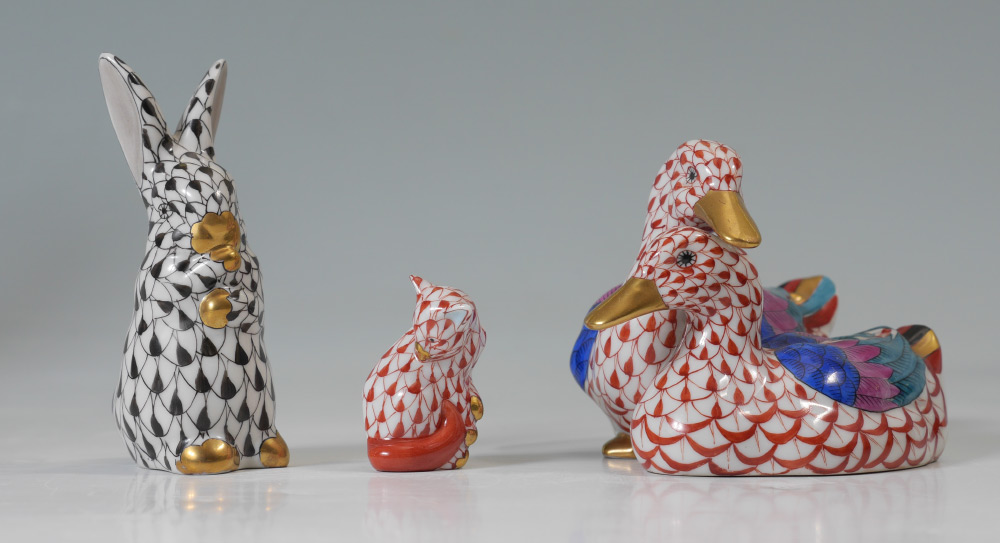 Appraisal: HEREND FISHNET PORCELAIN FIGURINES piece total each with Herend markings