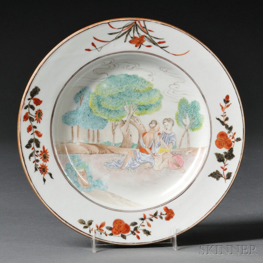 Appraisal: Chinese Export Porcelain Peeping Tom Plate th century decorated in