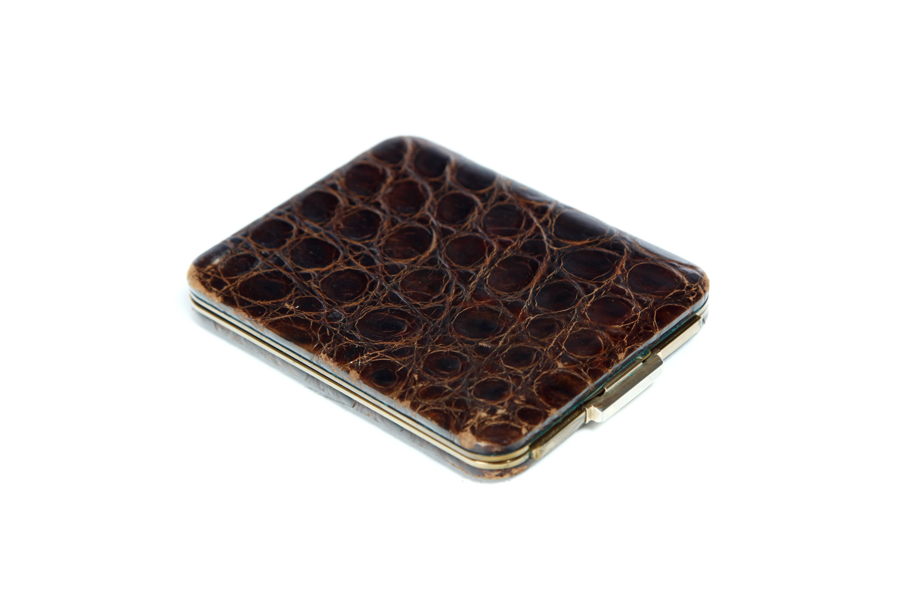 Appraisal: LIN-BREN ALLIGATOR CIGARETTE CASE American mid th century Of rectangular