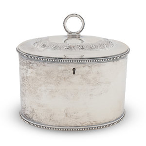 Appraisal: An George III Silver Oval Tea Caddy Andrew Fogelberg Stephen