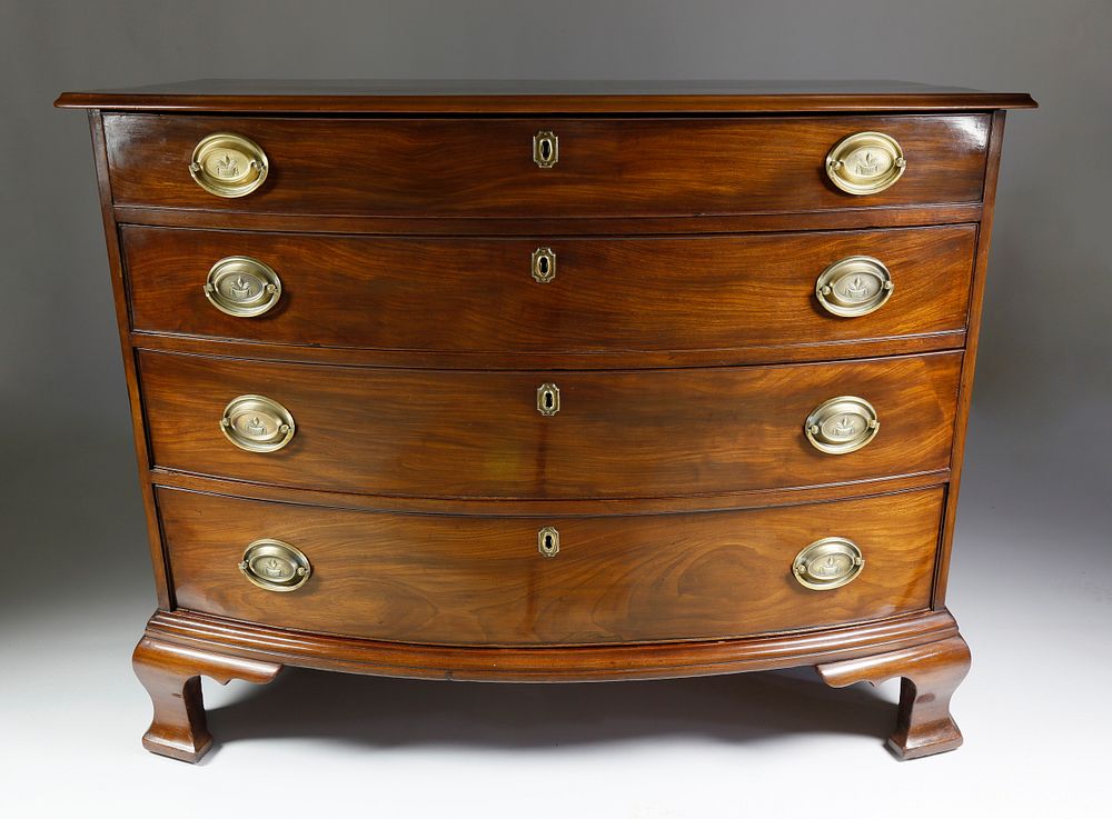 Appraisal: American Chippendale Mahogany Bow Front Chest of Drawers th Century