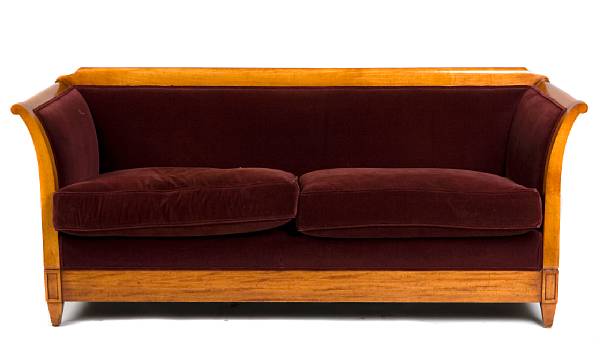 Appraisal: A pair of Biedermeier style fruitwood sofas height in width