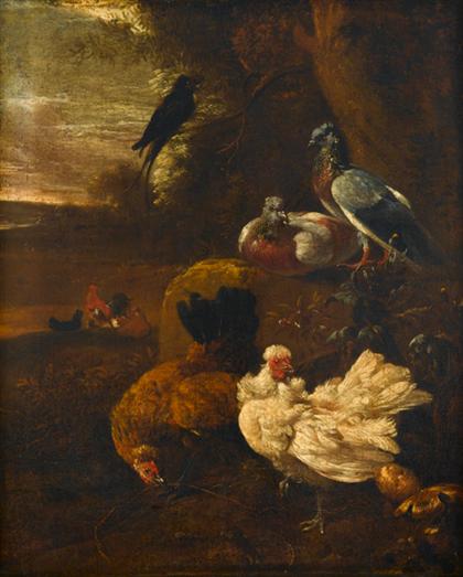 Appraisal: FOLLOWER OF MELCHIOR DE HONDECOETER dutch - EXOTIC FOWL IN