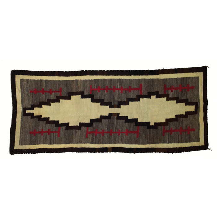 Appraisal: Navajo rug c geometric design in brown cream and red