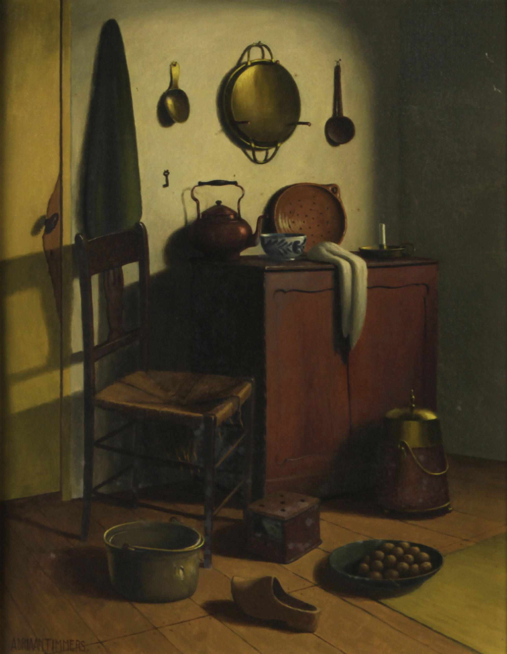 Appraisal: Adriaan Timmers Dutch - A kitchen interior signed 'ADRIAAN TIMMERS'