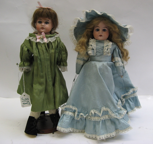 Appraisal: TWO GERMAN BISQUE HEAD GIRL DOLLS one - bisque shoulder