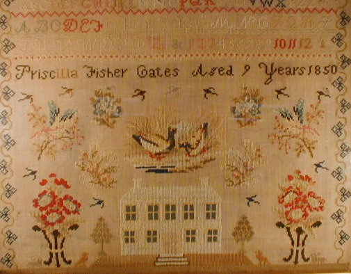 Appraisal: A good Victorian sampler by Priscilla Fisher Gates aged and