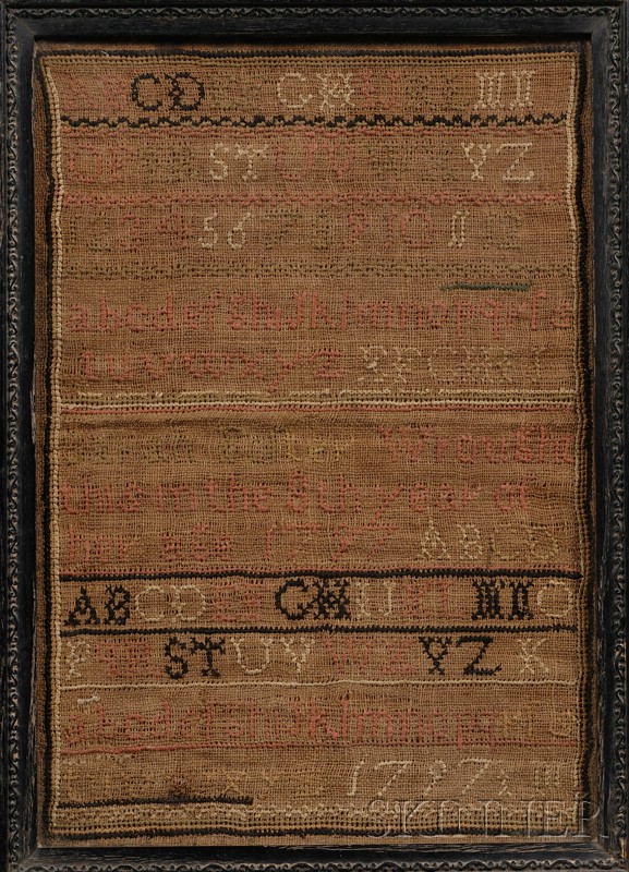 Appraisal: Small Needlework Sampler Sarah Foster Wrought this in the th