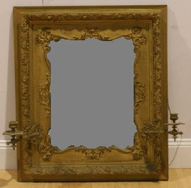 Appraisal: A gilded wall mirror fitted with sconces cm high cm