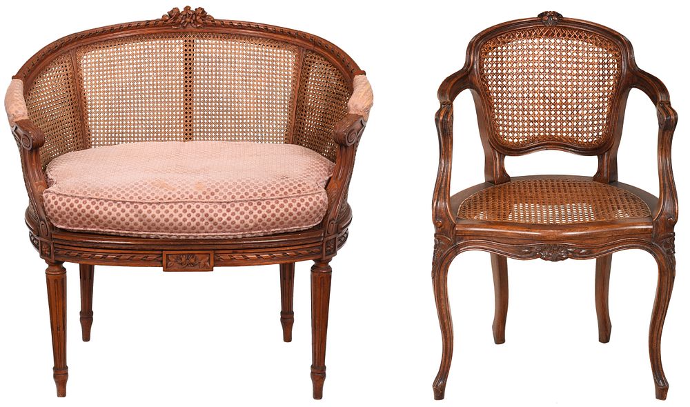 Appraisal: Two Provincial French Style Beechwood Armchairs th century comprising a