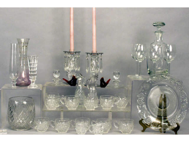 Appraisal: Collection of clear glass including nicely cut glass decanter with