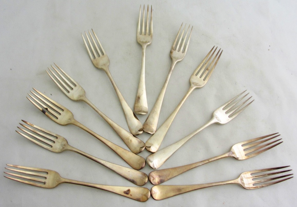 Appraisal: Six silver Old English pattern table forks London and five