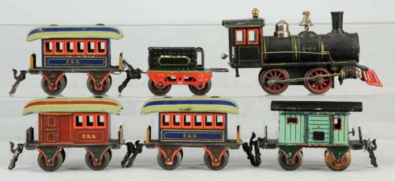 Appraisal: Hand-Painted Marklin O-Gauge Passenger Train Set German Circa Includes six