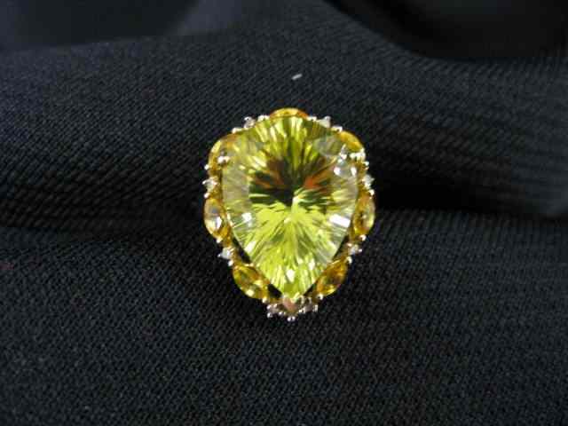 Appraisal: Lemon Topaz Ring carat vivid gem surrounded by marquise gems