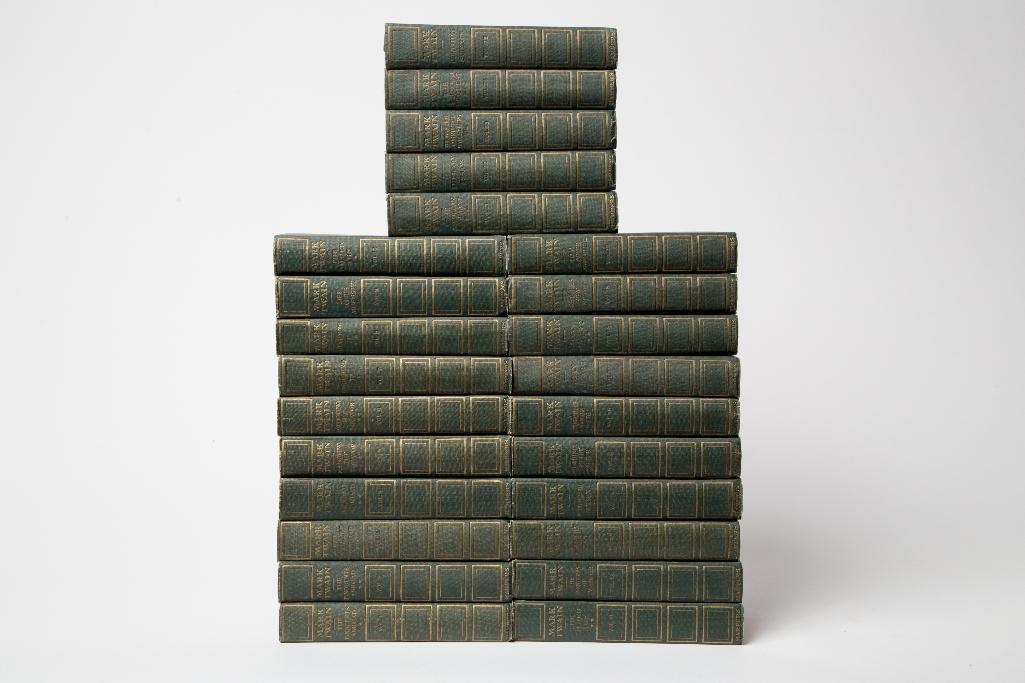 Appraisal: THE WORKS OF MARK TWAIN HARPER BROS Green cloth boards