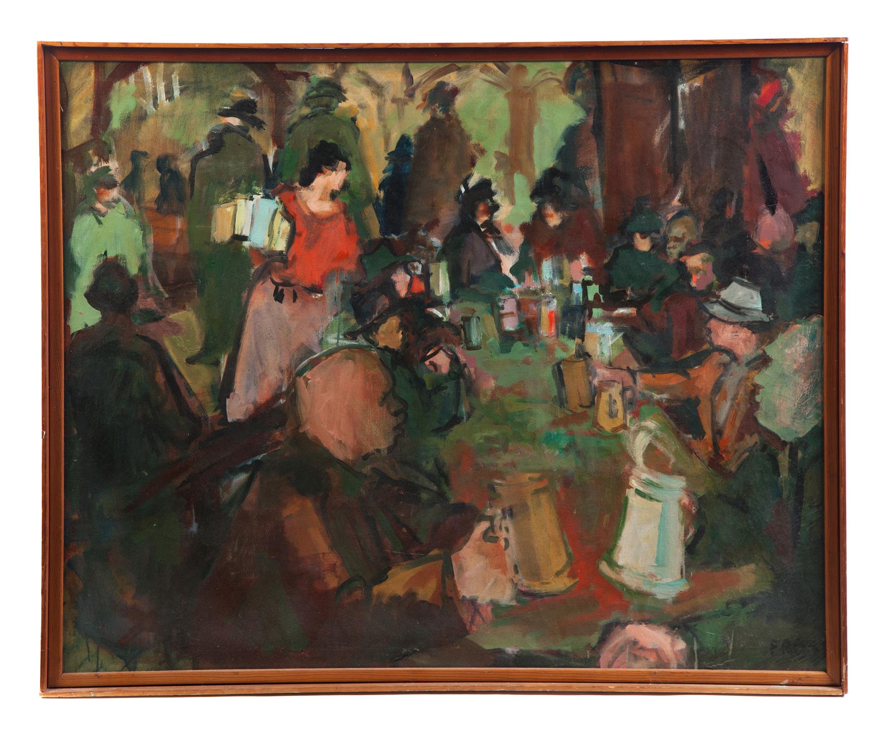 Appraisal: IMPRESSIONIST INTERIOR BEER HALL SCENE SIGNED FROST European st half-