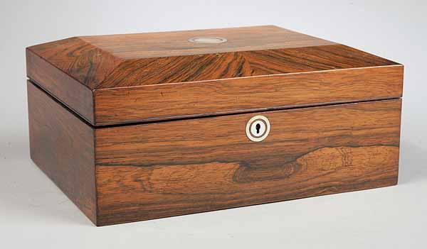 Appraisal: An English Rosewood Rectangular Box c inlaid on the top