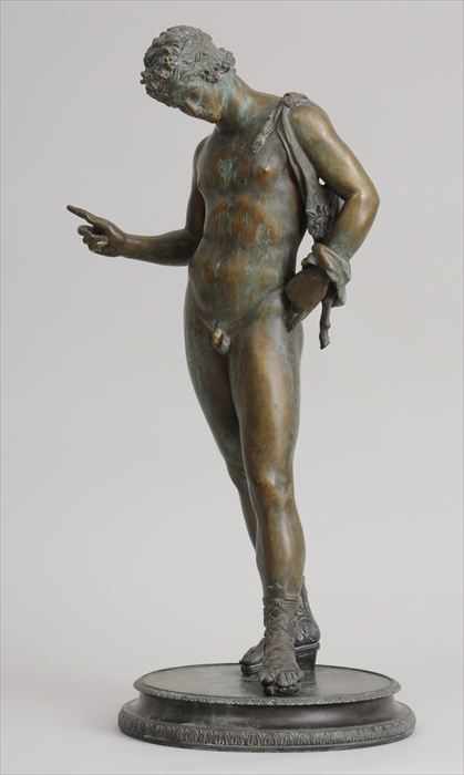 Appraisal: ITALIAN BRONZE FIGURE OF NARCISSUS AFTER THE ANTIQUE Modeled nude