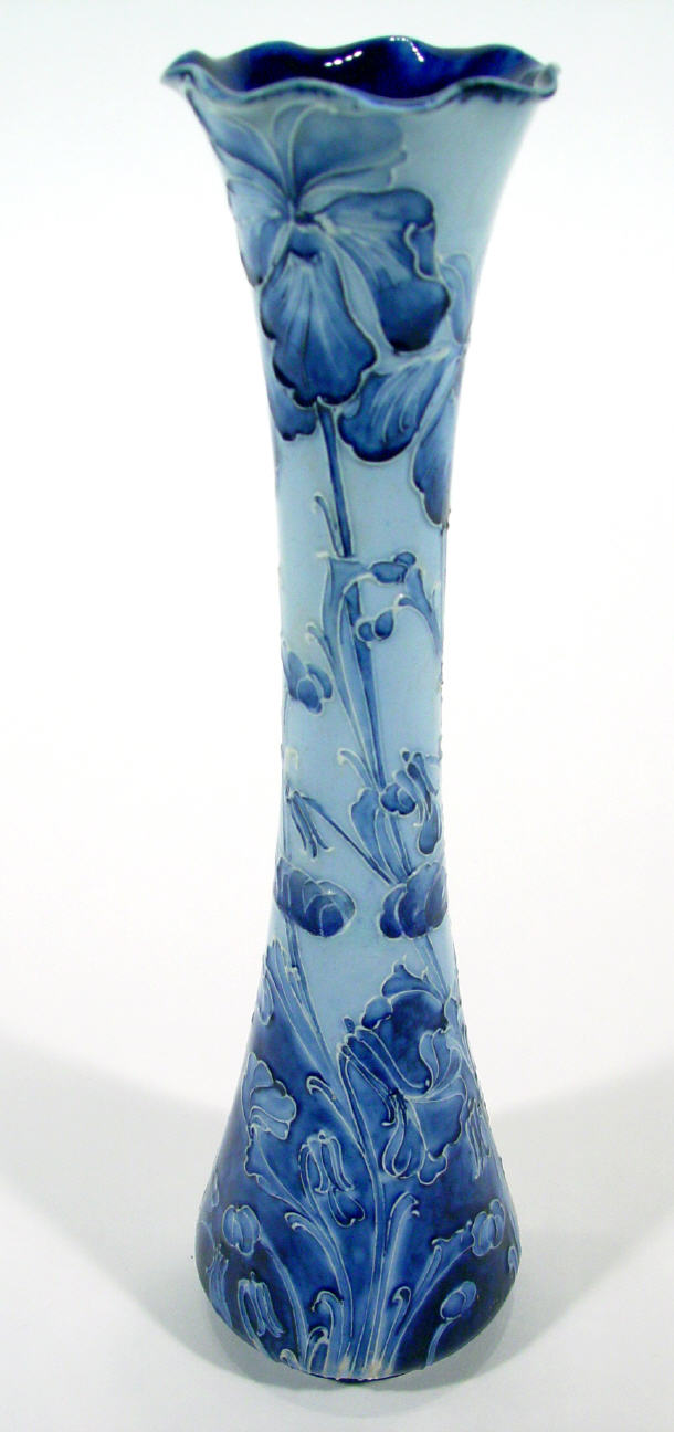 Appraisal: Slender Moorcroft Florianware vase hand painted and tubelined with blue