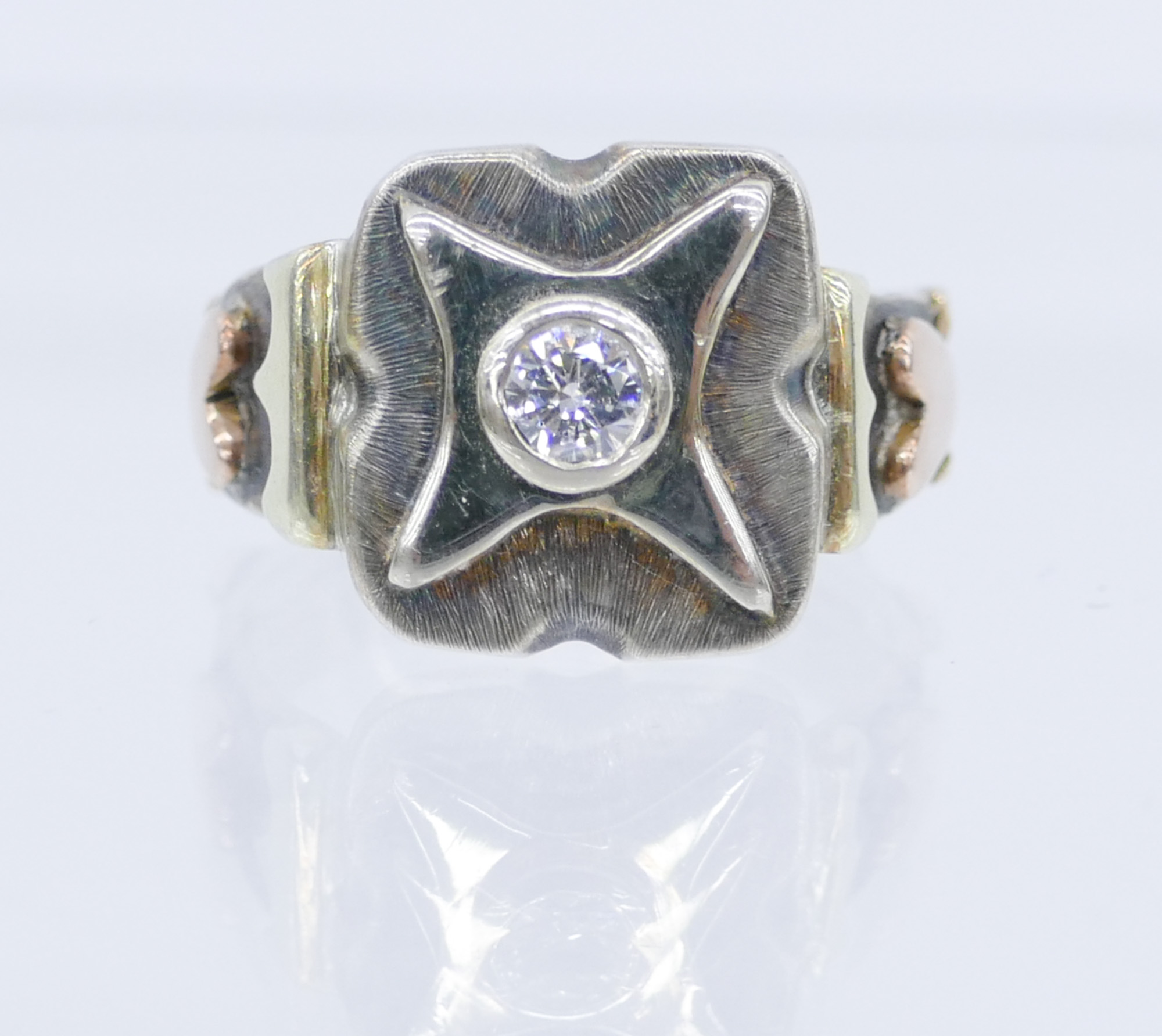 Appraisal: Larry Delaney k Silver Diamond Designer Ring Size Custom made