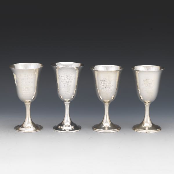 Appraisal: FOUR STERLING SILVER GOBLETS ranging from to Four sterling goblets