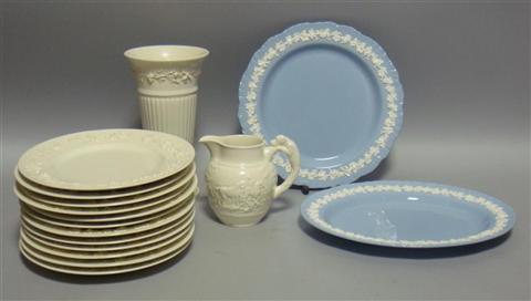 Appraisal: GROUP OF WEDGWOOD TABLEWARES Including blue ground serving platters cream