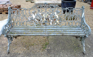 Appraisal: Victorian painted cast iron 'rustic' pattern garden bench by Coalbrookdale