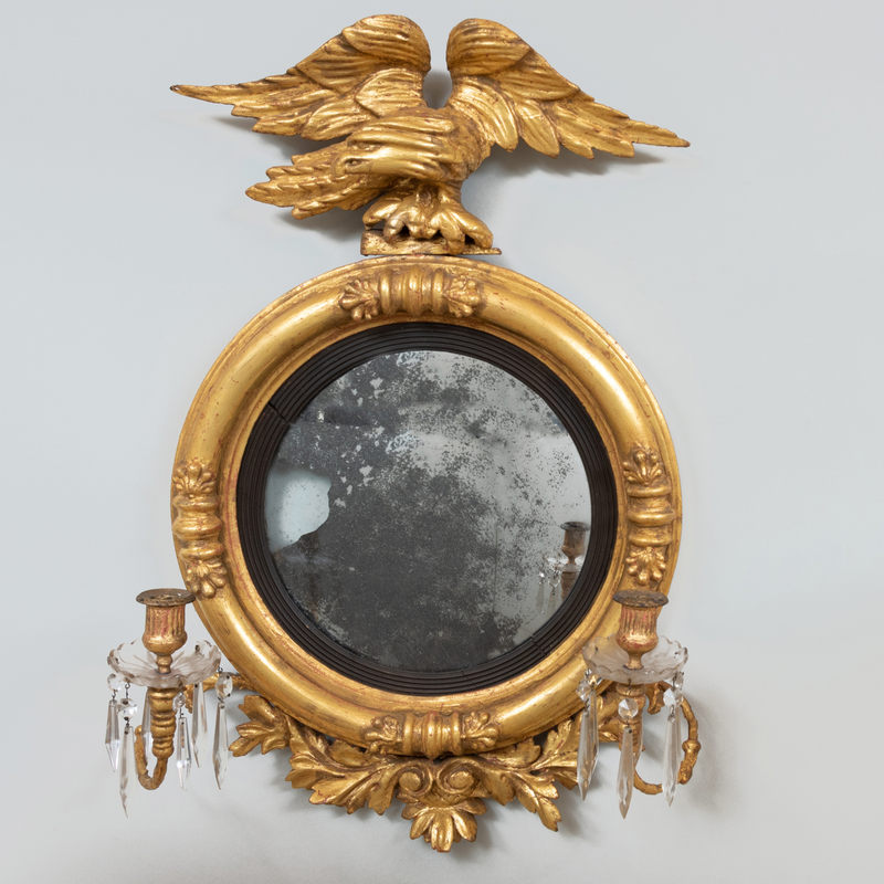 Appraisal: Federal Giltwood Convex Girandole Mirror x in diam Condition Gilding