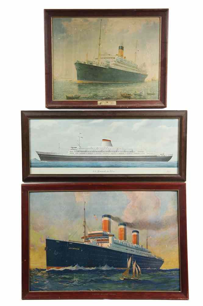 Appraisal: OCEAN LINER ADVERTISING POSTERS - s- s Framed Ocean Liner