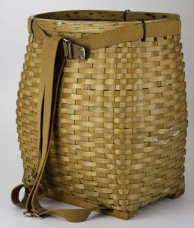 Appraisal: contemporary wooden pack basket w canvas straps contemporary wooden pack