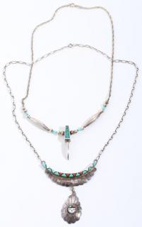 Appraisal: Woman's Navajo Hopi Silver Necklaces The Hopi with a sun