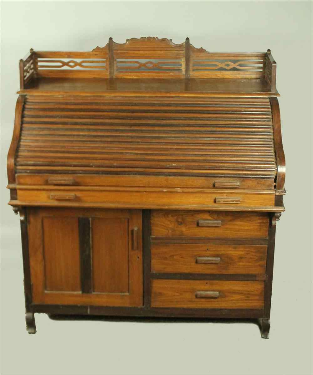 Appraisal: ANGLO INDIAN HARDWOOD ROLL TOP DESK LATE TH CENTURY of