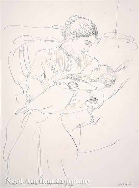 Appraisal: Henry Casselli American New Orleans b Mother and Baby pencil