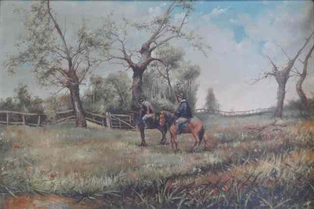 Appraisal: BRIGANTI Nicholas O C of Men on Horseback Signed and