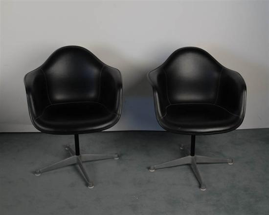 Appraisal: Pair Eames Fiberglass and Faux Leather Shell Chairs paper label