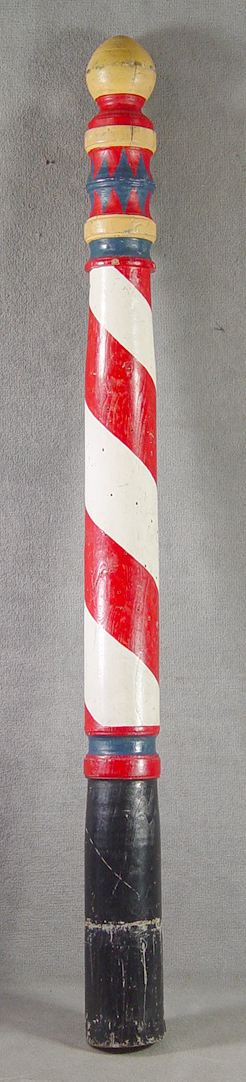 Appraisal: Turn-of-the-Century Barber Pole In mustard red white and blue paint