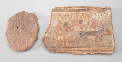 Appraisal: Two hieroglyphic fragments one with finely detailed figures and animals