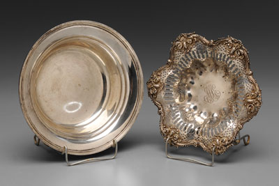 Appraisal: Two Sterling Bowls th century one with scalloped rim openwork