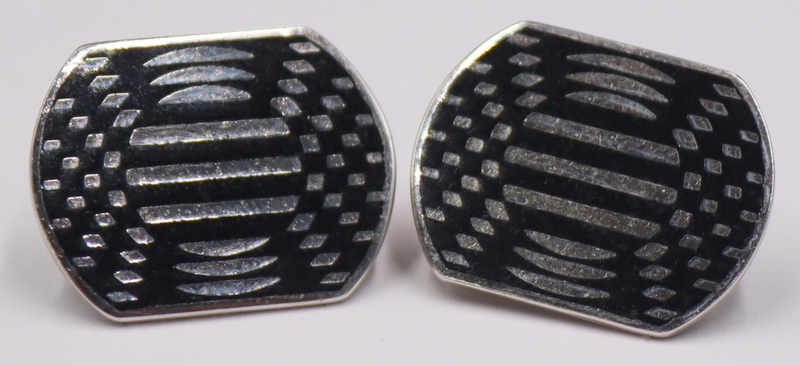 Appraisal: JEWELRY PAIR OF SIGNED VICTOR VASARELY ENAMEL Sterling and kt