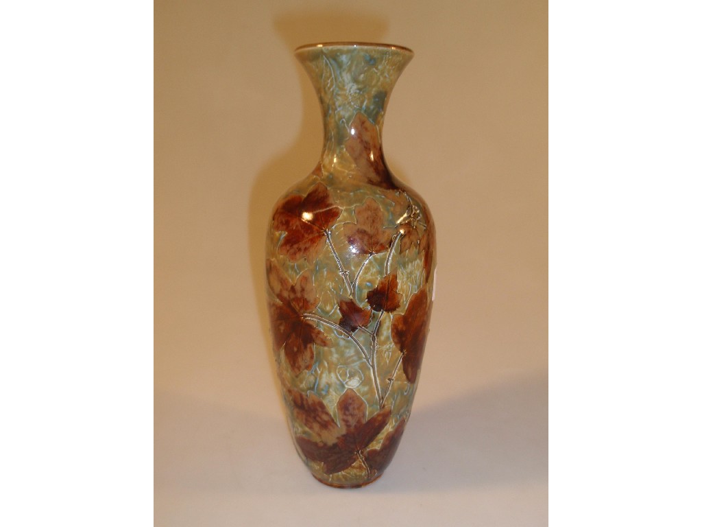 Appraisal: A Doulton Lambeth autumn leaves baluster vase with a mottled