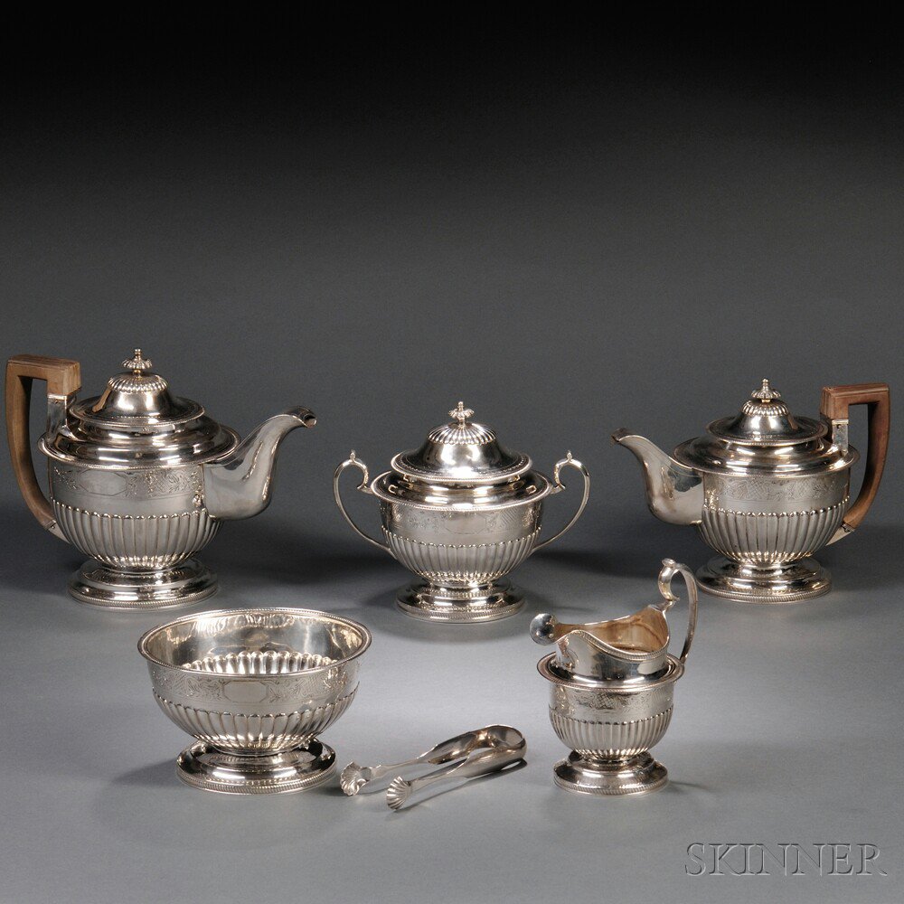 Appraisal: Five-piece Lewis Smith Coin Silver Tea and Coffee Service Philadelphia