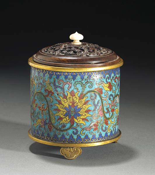 Appraisal: A good cloisonn enameled metal censer Qianlong Mark th th