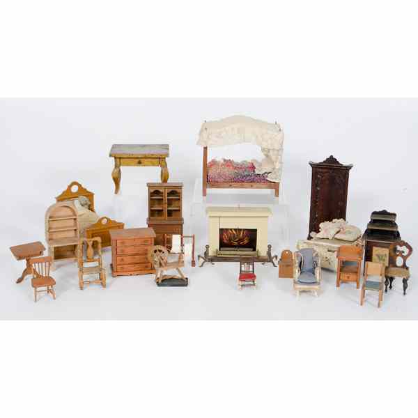 Appraisal: Dollhouse Furniture American A twenty-one-piece assembled group of th century