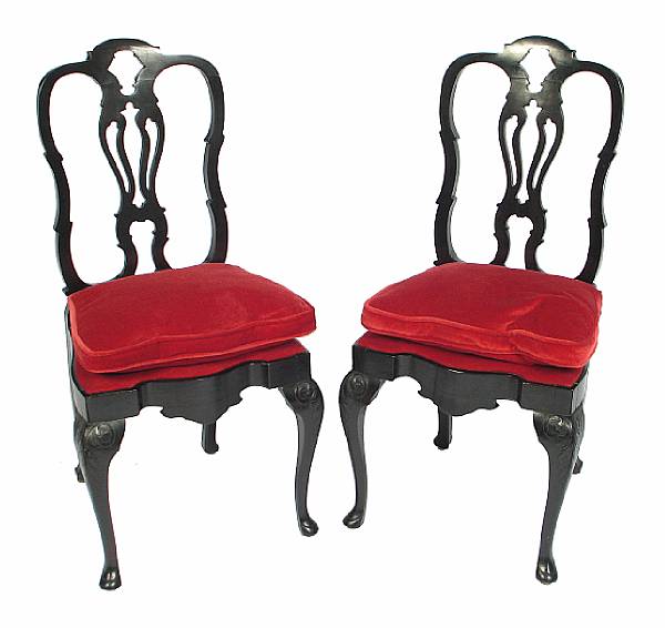 Appraisal: A pair of Italian Rococo style ebonized side chairs height