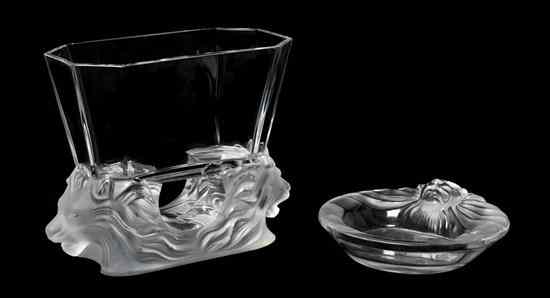 Appraisal: Two Lalique Molded and Frosted Glass Table Articles comprising a