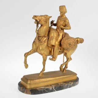 Appraisal: Emmanuel Fremiet Mounted soldier bronze with gold patina inscribed E