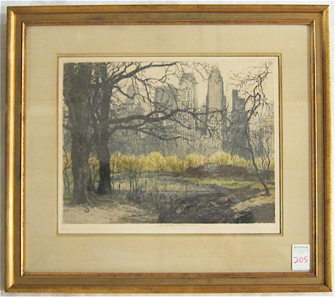 Appraisal: LUIGI KASIMIR ETCHING AND AQUATINT Austrian - Titled Central Park