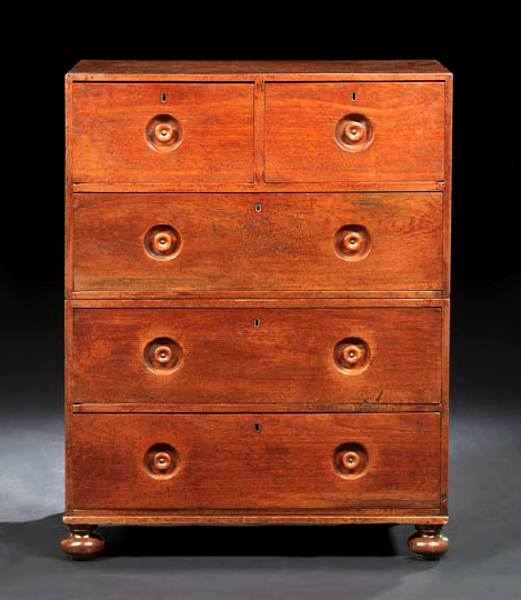 Appraisal: Victorian Mahogany Campaign Chest late th century the rectangular top